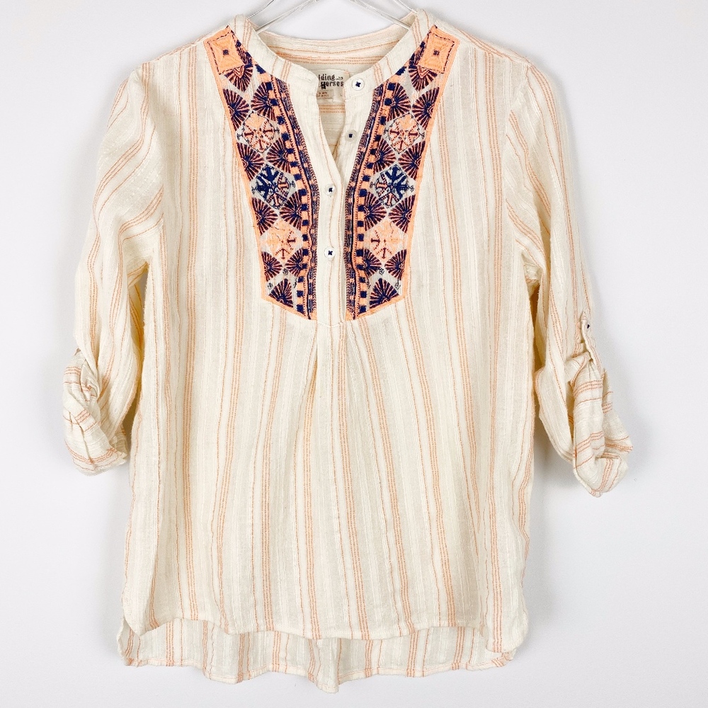 Holding Horses Embroidered Boho Shirt
